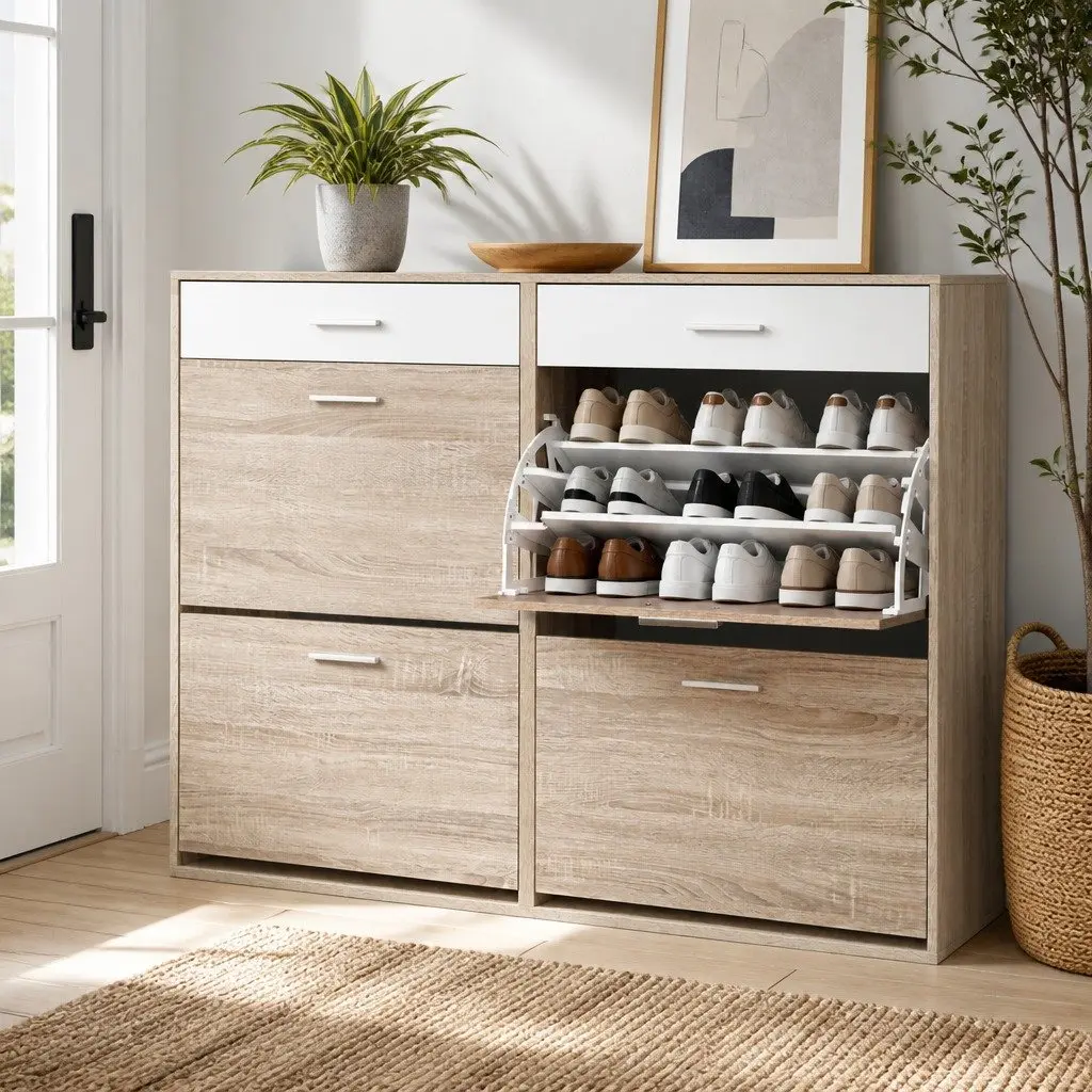 Shoe Rack Cabinet for 36 Pairs with Adjustable Shelves