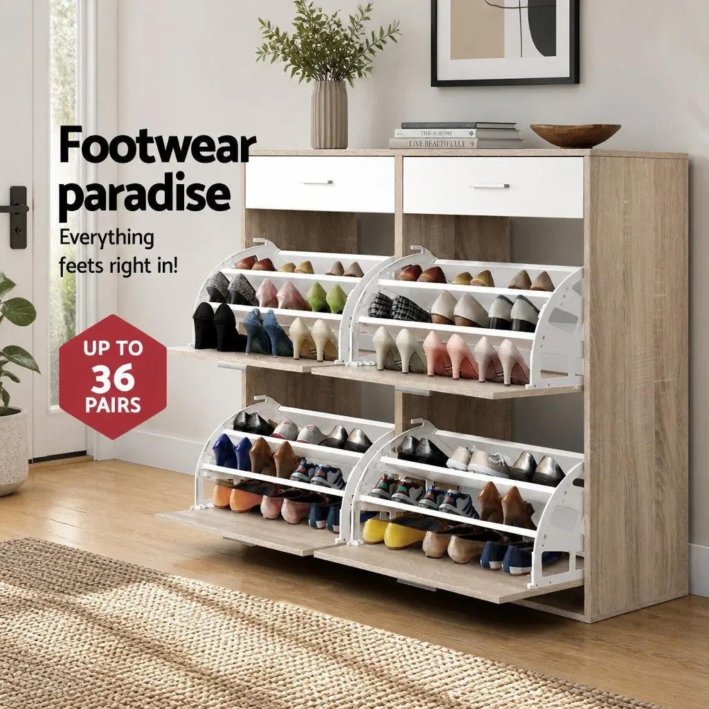 Shoe Rack Cabinet for 36 Pairs with Adjustable Shelves