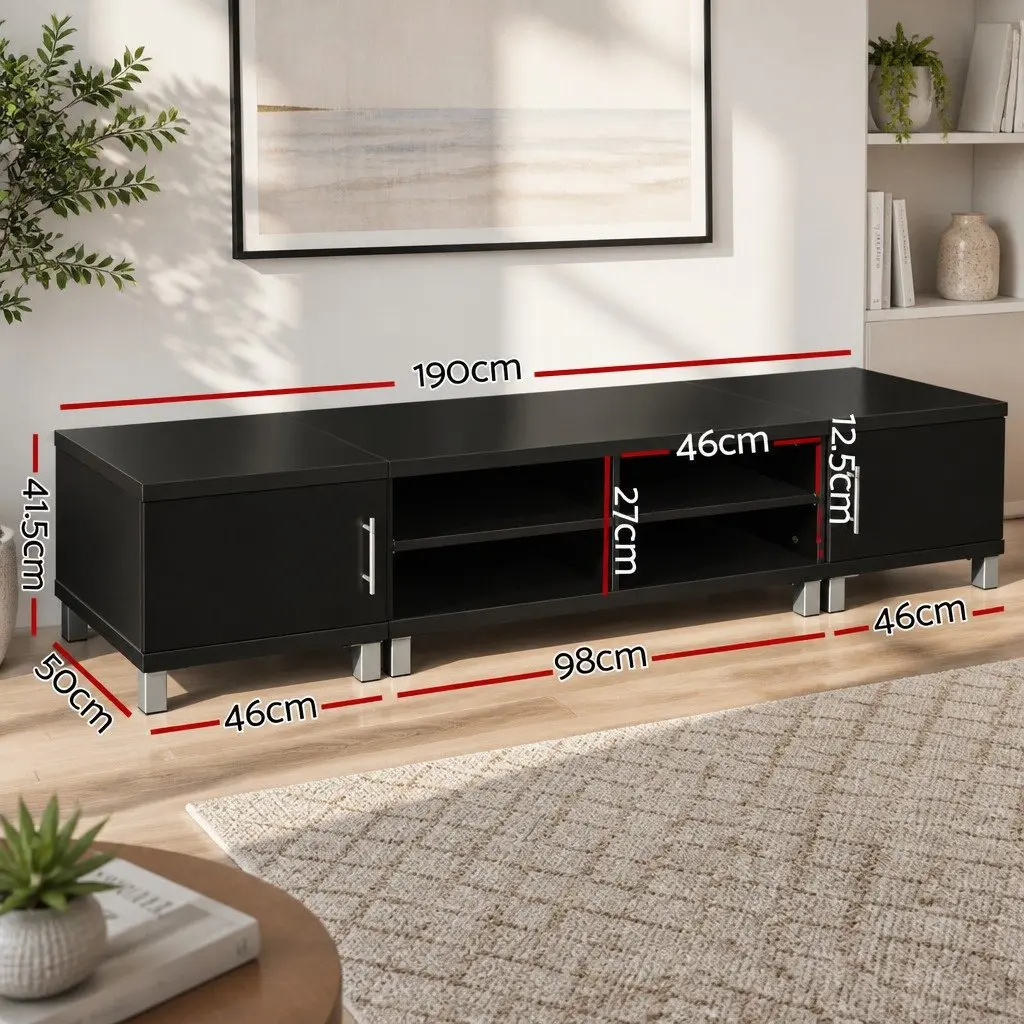 Black TV Cabinet 190cm with Ample Storage