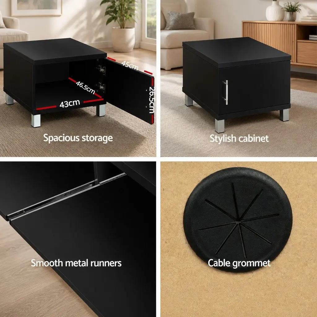 Black TV Cabinet 190cm with Ample Storage