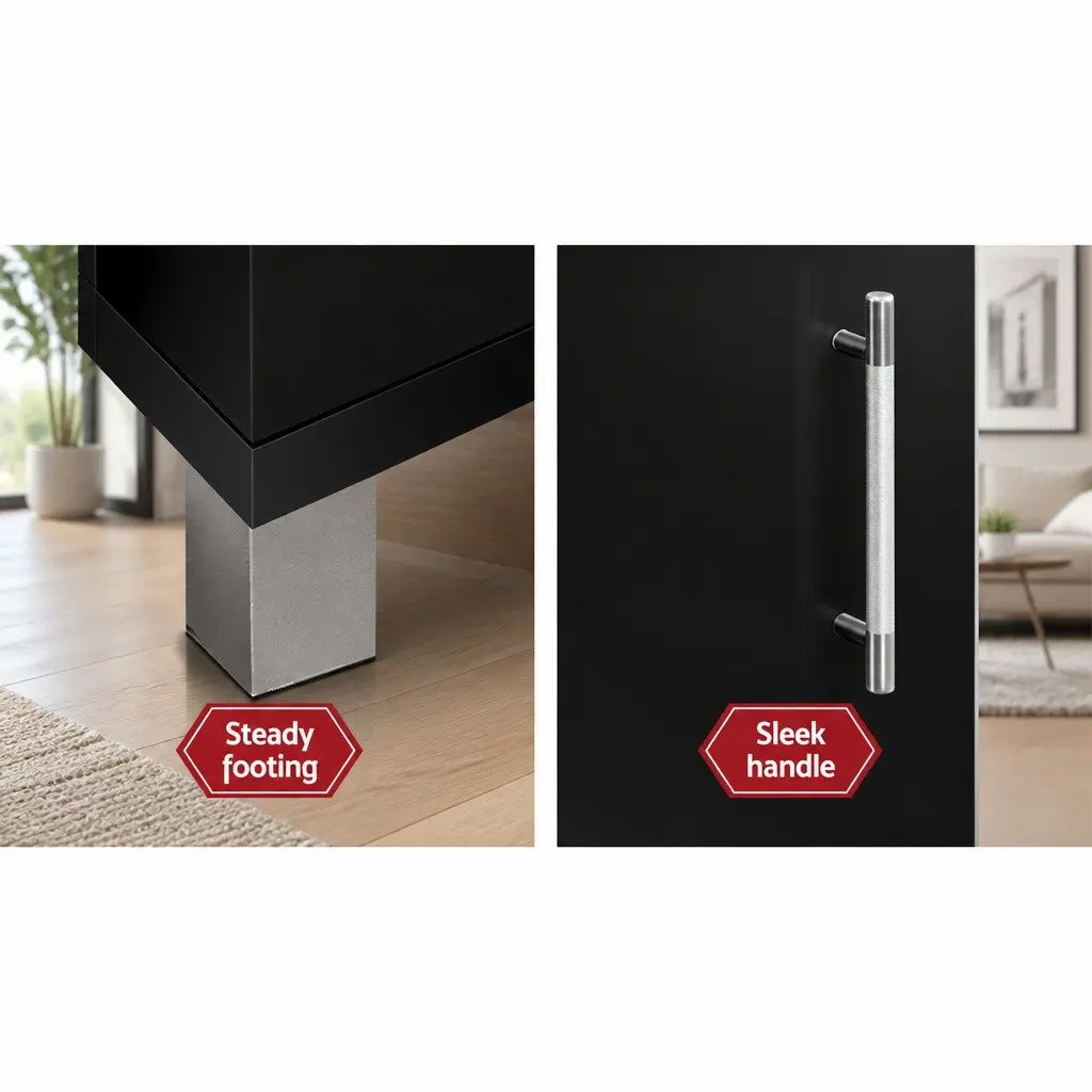 Black TV Cabinet 190cm with Ample Storage
