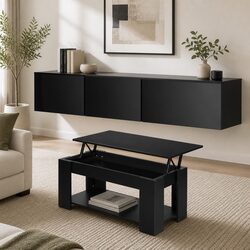 Black TV Unit & Coffee Table Set with Storage