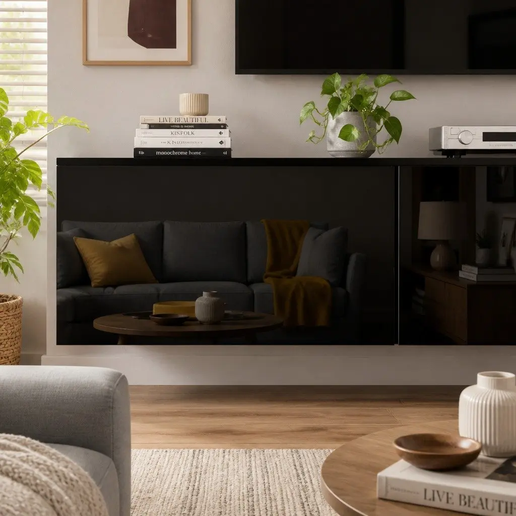 Black TV Unit & Coffee Table Set with Storage