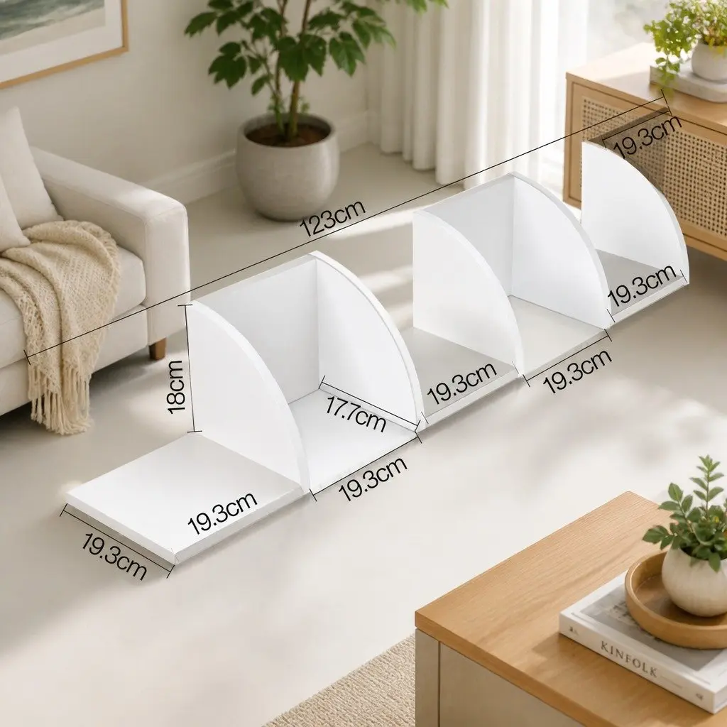 Corner Floating Shelf Particle Board 5-Tier White 19.3 x 19.3 x 123cm