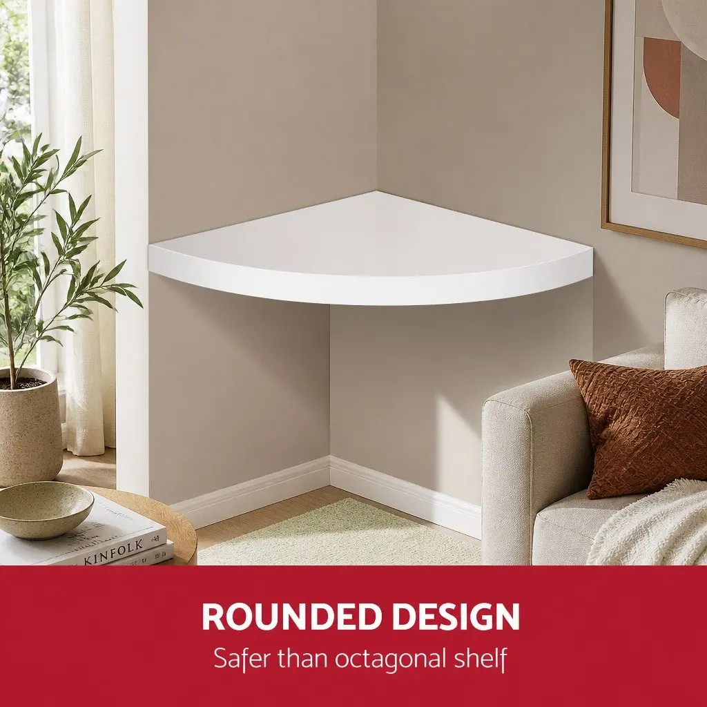 Corner Floating Shelf Particle Board 5-Tier White 19.3 x 19.3 x 123cm