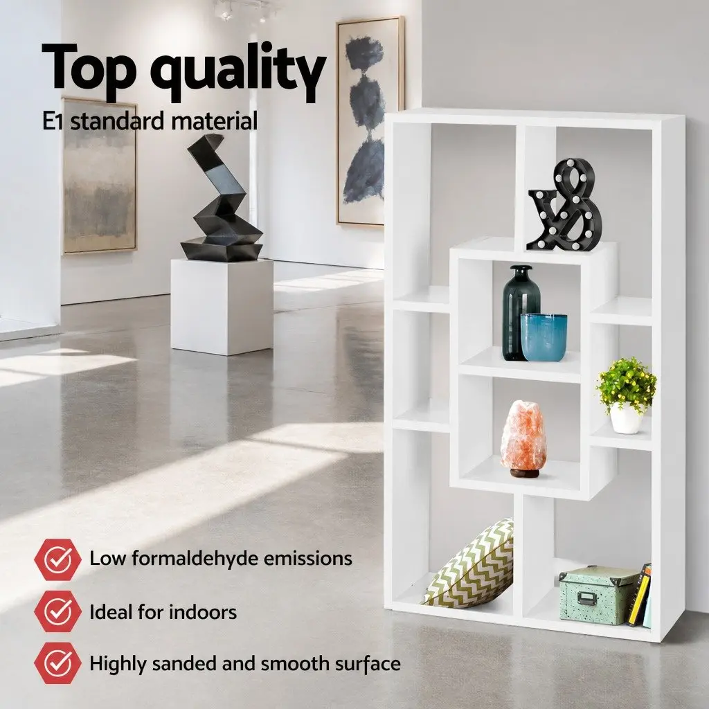 Floating Wall Shelf Particle Board 85cm White 8 Compartments