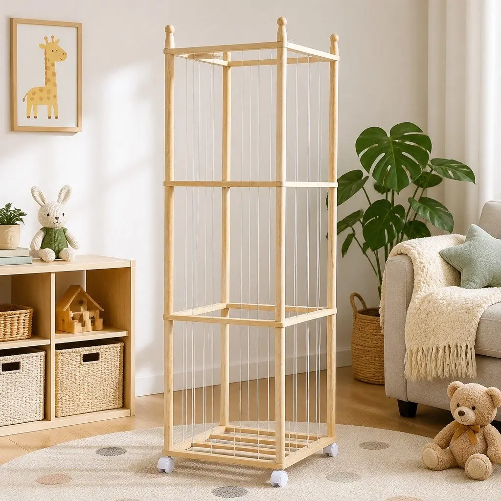 Stuffed Animal Storage Tower Pine Wood 135cm Natural Lightwood