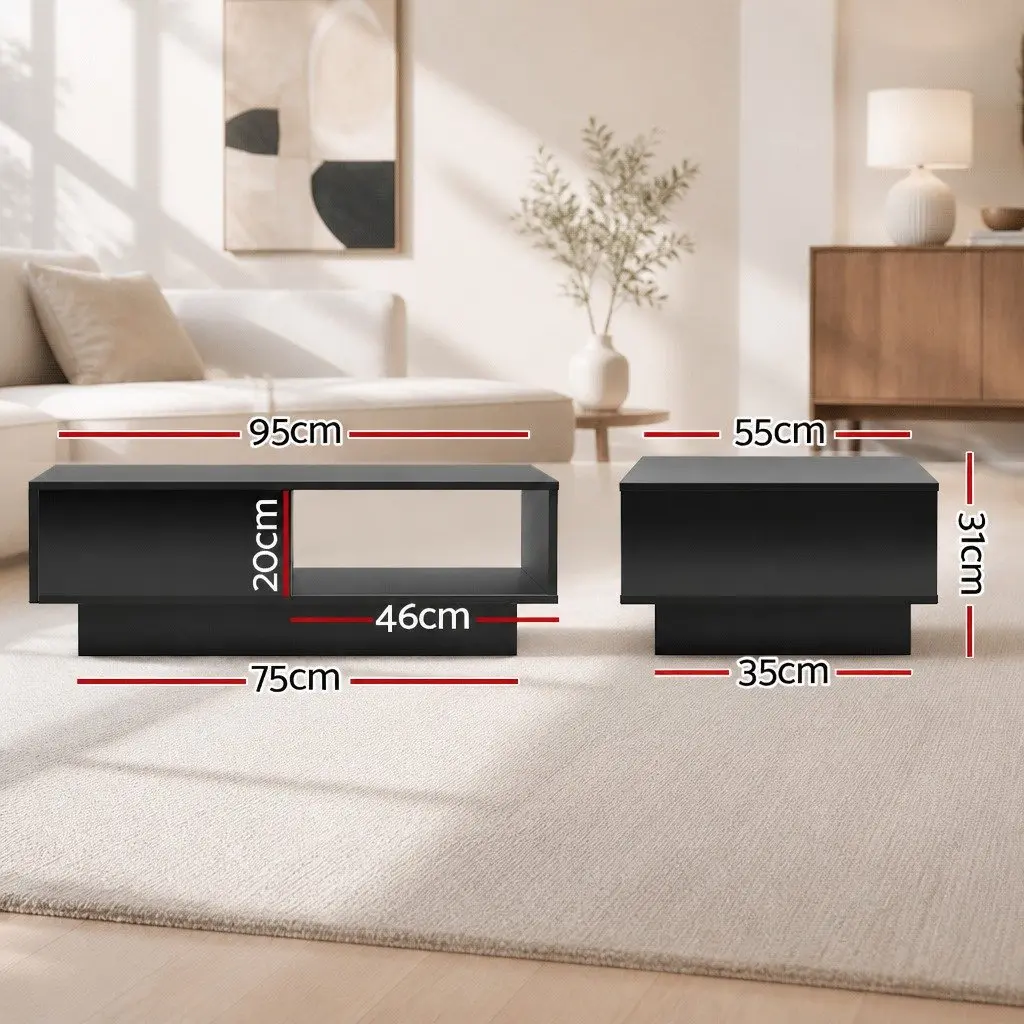 LED Coffee Table with Storage and Remote Control