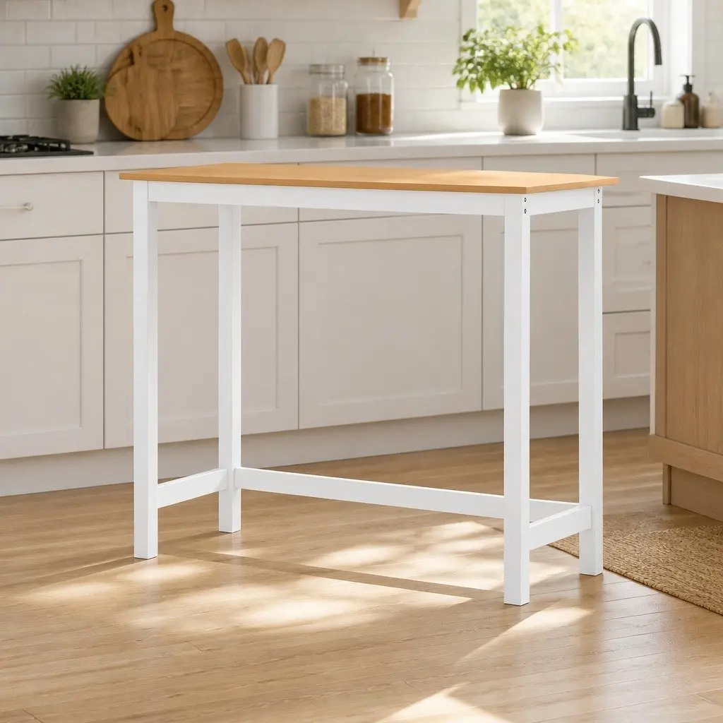 Bar Table 108cm Rectangular Dining Kitchen Pub Counter Height Pinewood