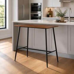 Bar Table 120cm Rectangular Dining Sturdy Steel Frame Oak Wood Grain Tabletop