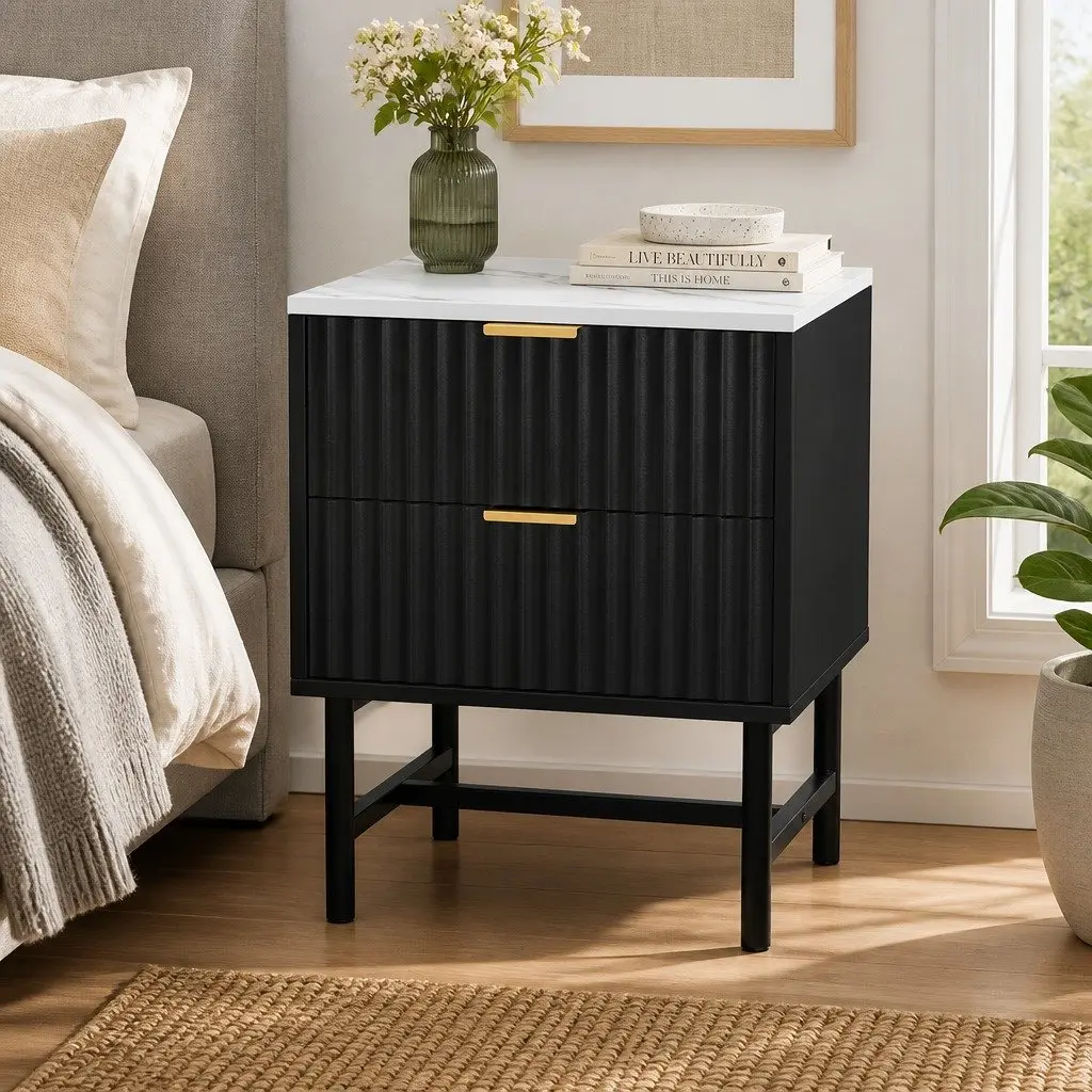 Nightstand with 2 Drawers for Organized Storage
