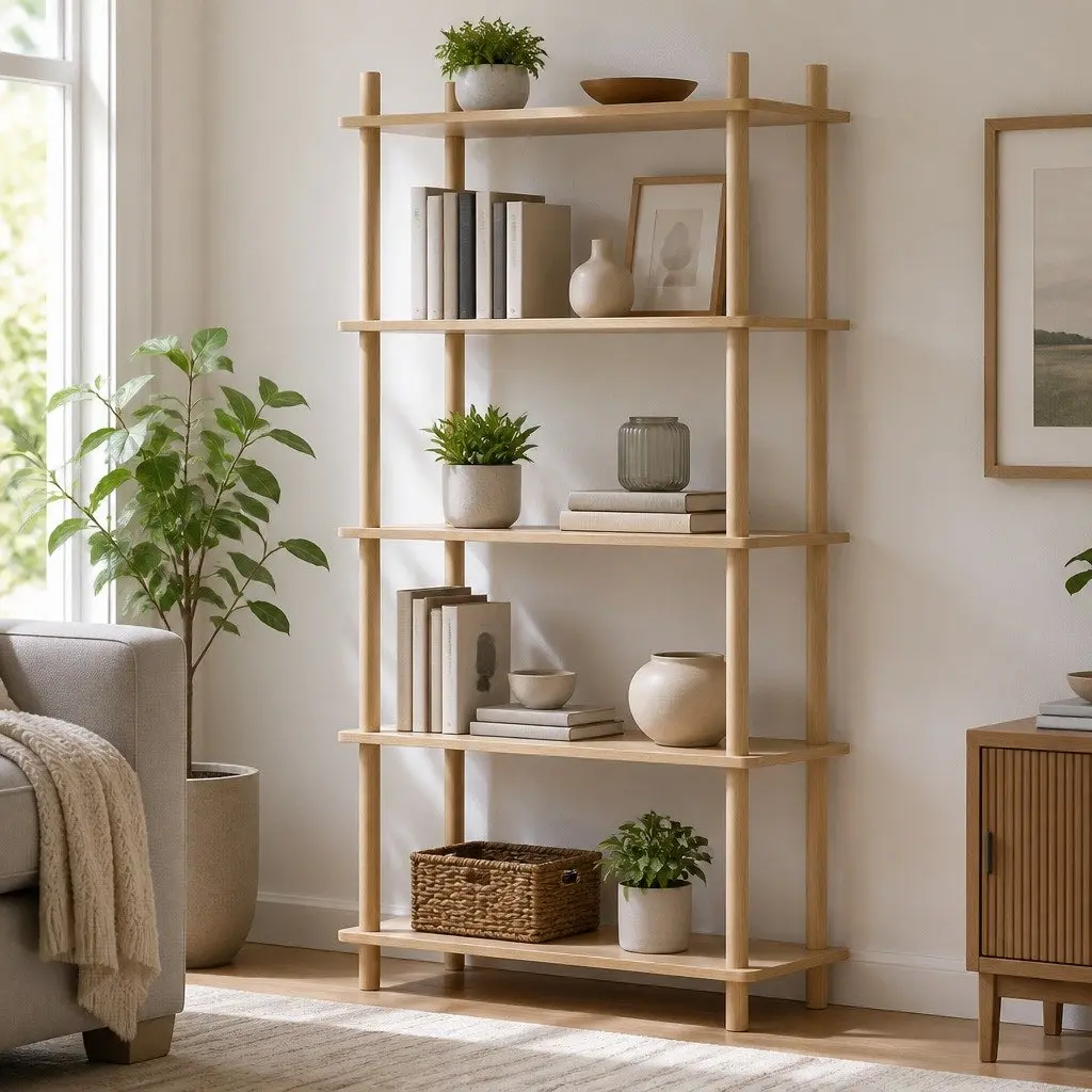 5-Tier Pine Bookshelf with Anti-Tip Hardware
