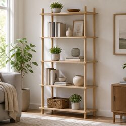 5 Tier Bookshelf Display Stand Storage Rack Shelves Living Room Organiser Pine