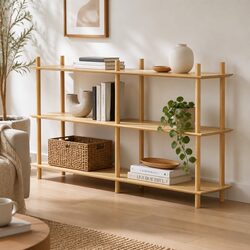 Sturdy 3-Tier Wooden Bookshelf Display Rack with Anti-Tip Kit