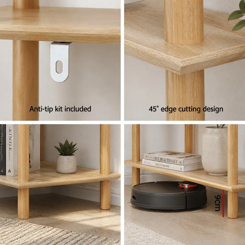 3-Tier Bookshelf MDF Pine Wood 160cm H Space-Saving Display Stand