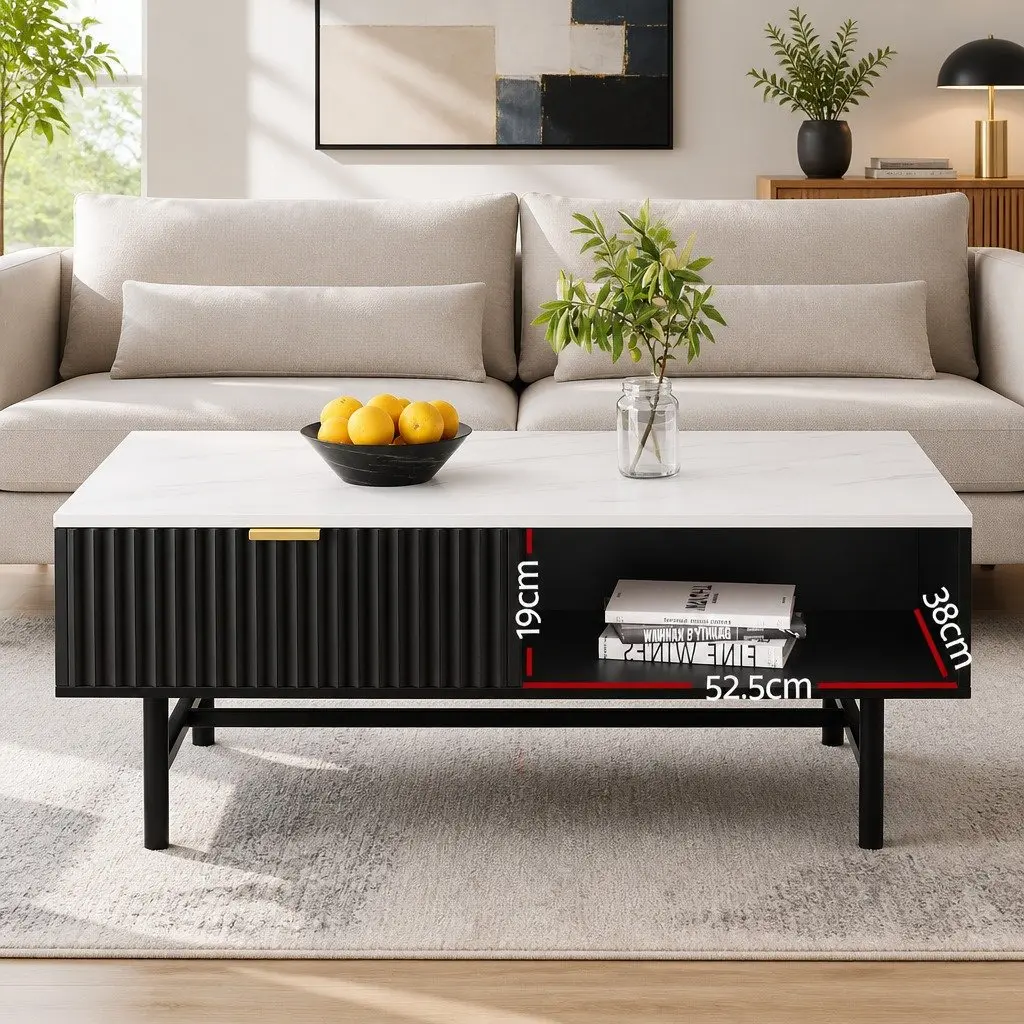Black and White Coffee Table with Storage Options