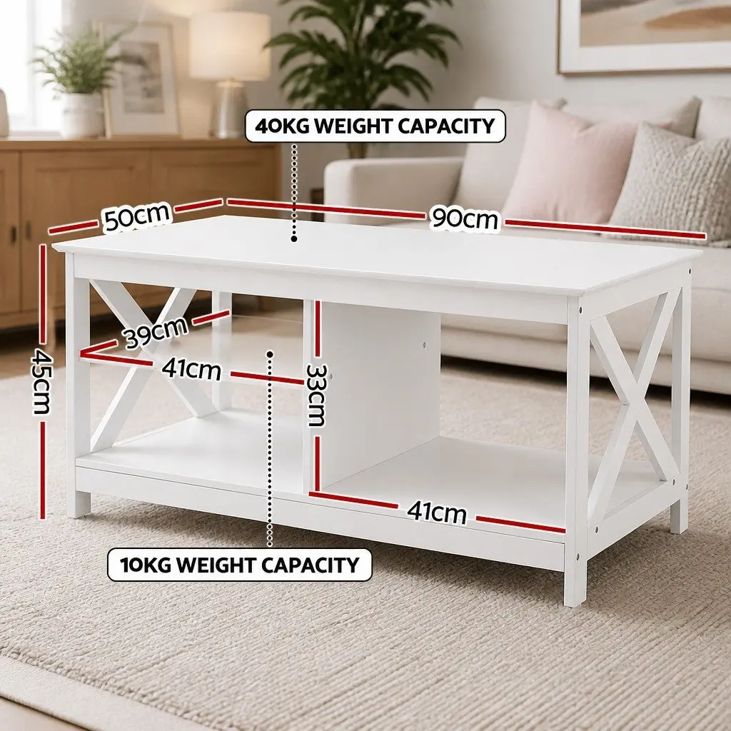Coffee Table Particle Board 90cm x 50cm x 45cm White