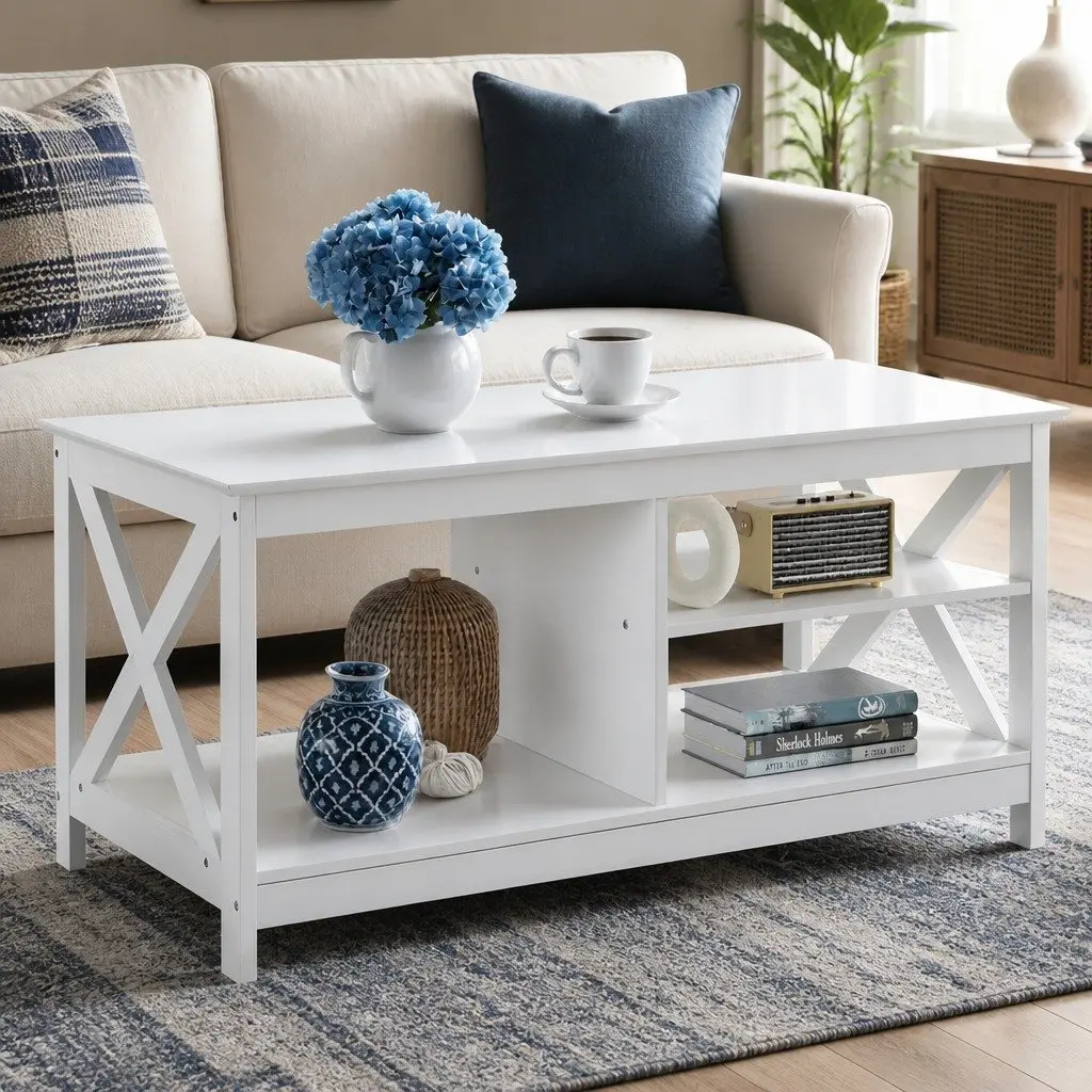 Coffee Table Particle Board 90cm x 50cm x 45cm White