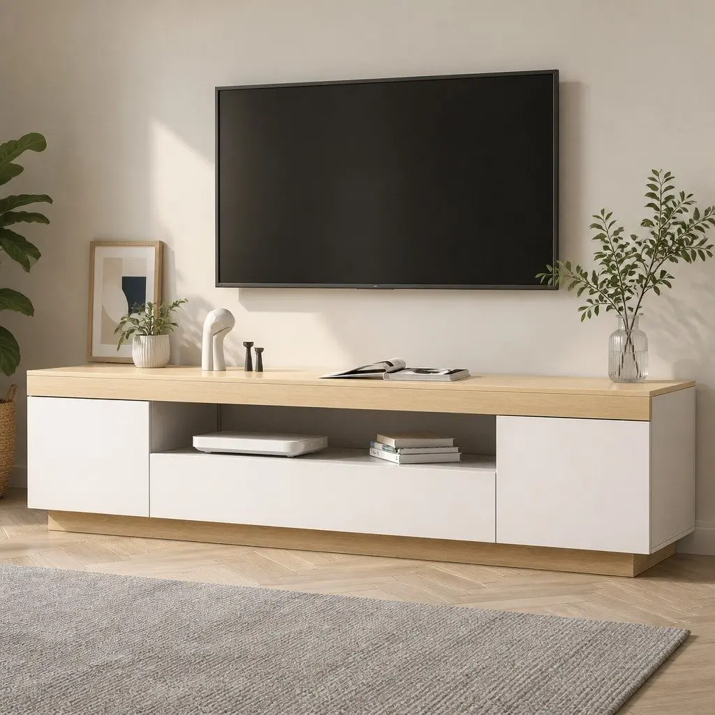 180CM White Wood TV Cabinet Entertainment Unit