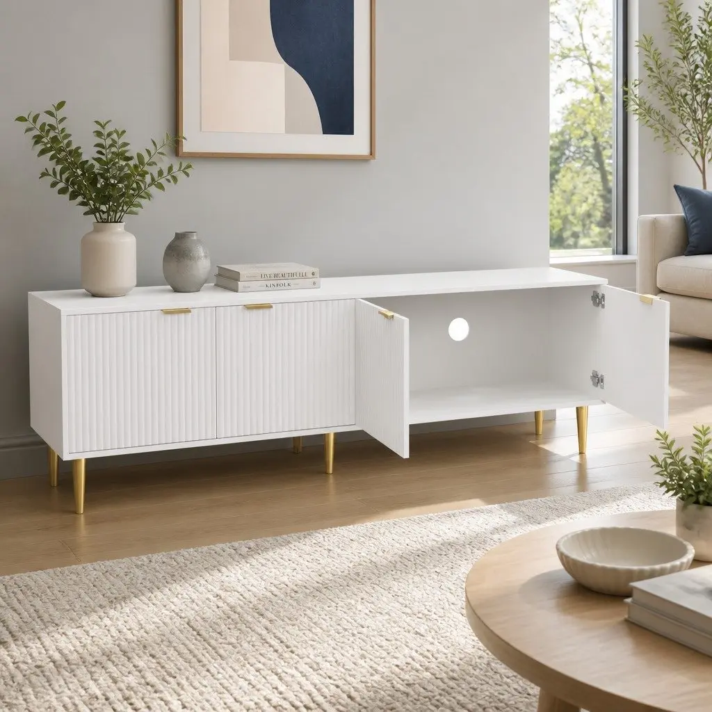 180CM White 4-Door TV Entertainment Unit