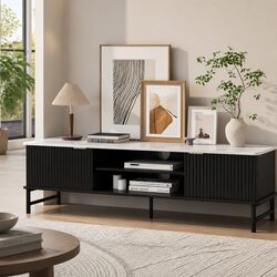 140cm Marble-Effect TV Entertainment Unit with Storage