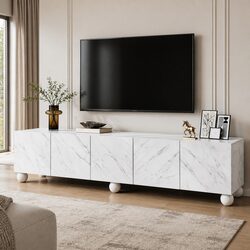 Modern White TV Unit Cabinet 200cm for Living Room