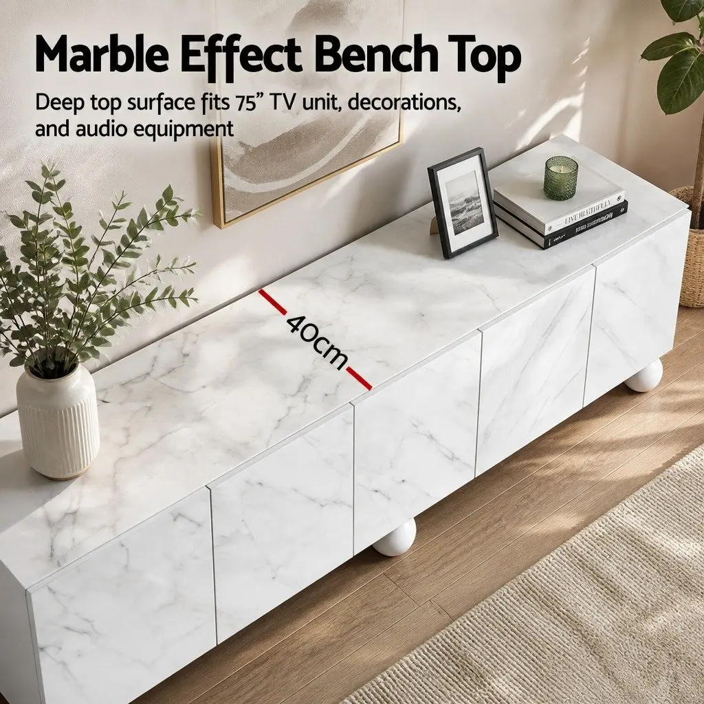 White TV Unit Cabinet 200cm for Living Room