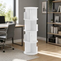 Durable 4 Tier Rotating Display Shelf White Bookcase