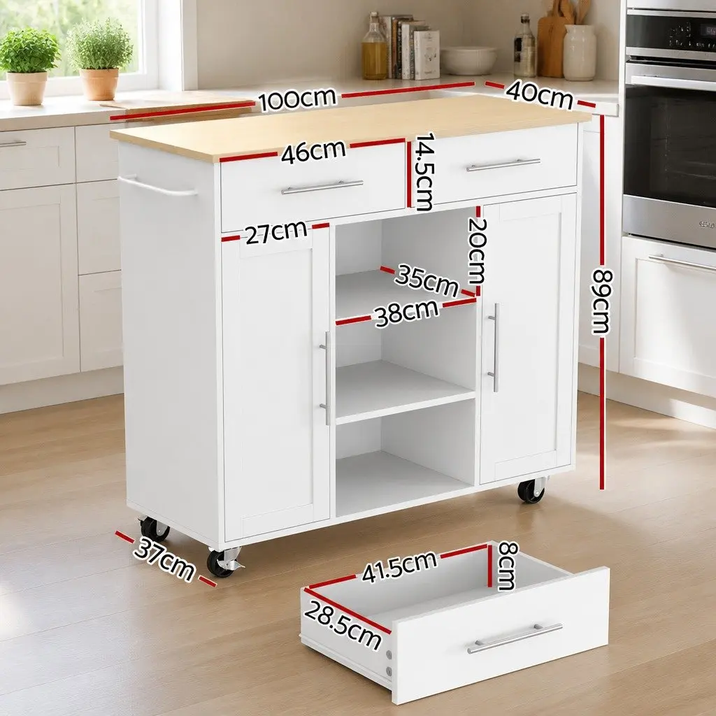 Kitchen Trolley MDF 100cm White