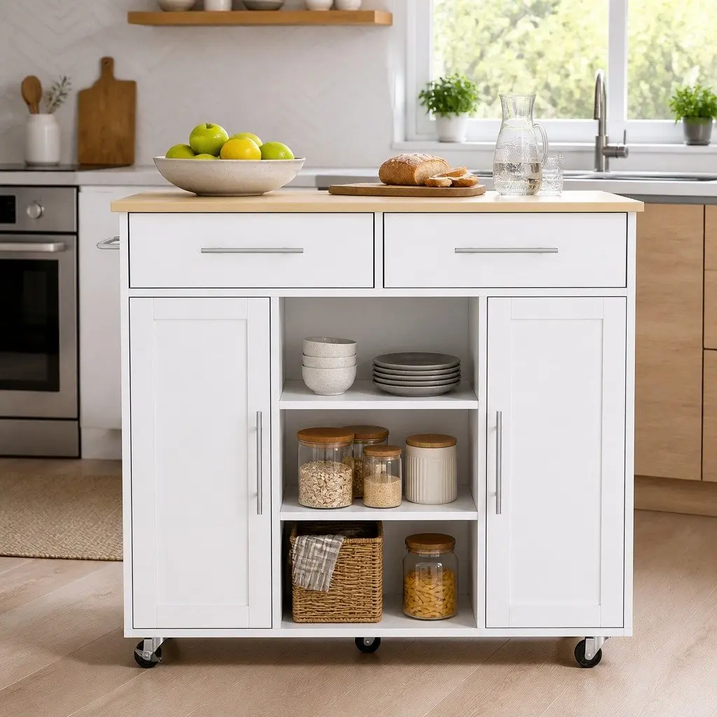 Kitchen Trolley MDF 100cm White