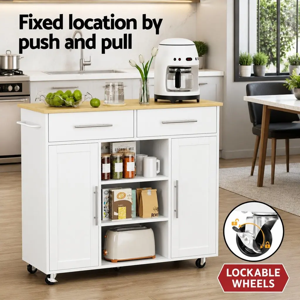 Kitchen Trolley MDF 100cm White