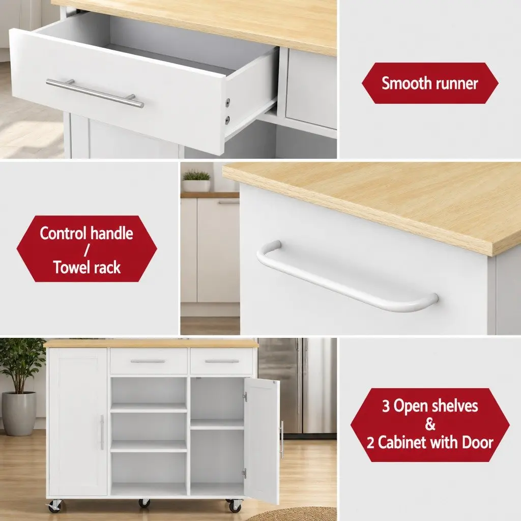 Kitchen Trolley MDF 100cm White
