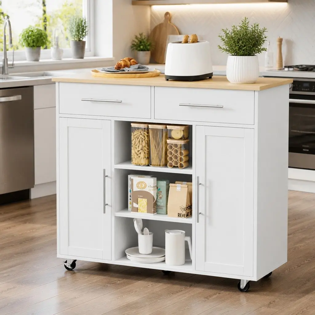 Kitchen Trolley MDF 100cm White