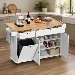 Premium Kitchen Island Trolley with Storage and Power