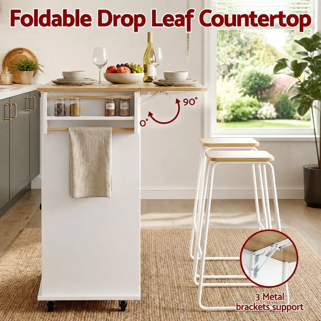 Kitchen Island Trolley Engineered Wood 150cm White