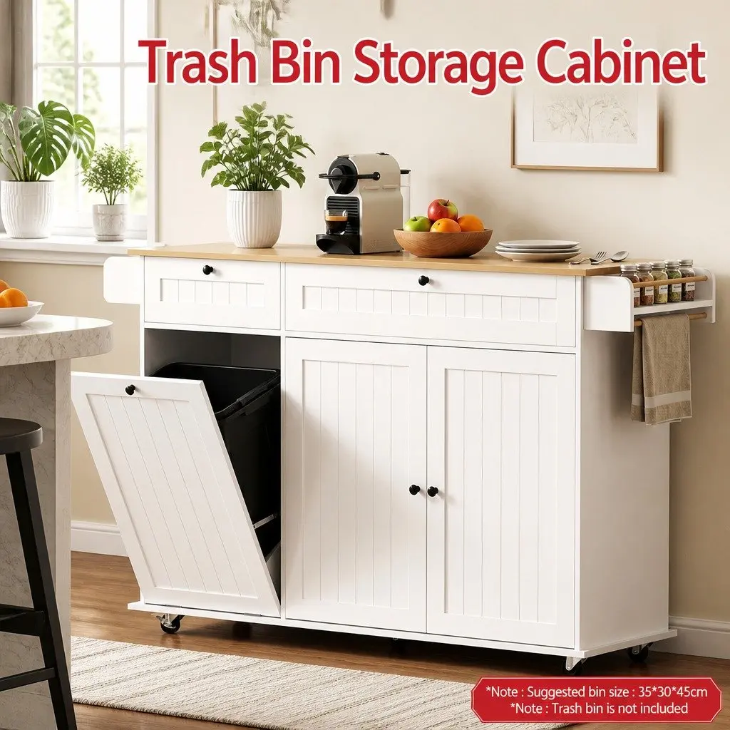 Kitchen Island Trolley Engineered Wood 150cm White