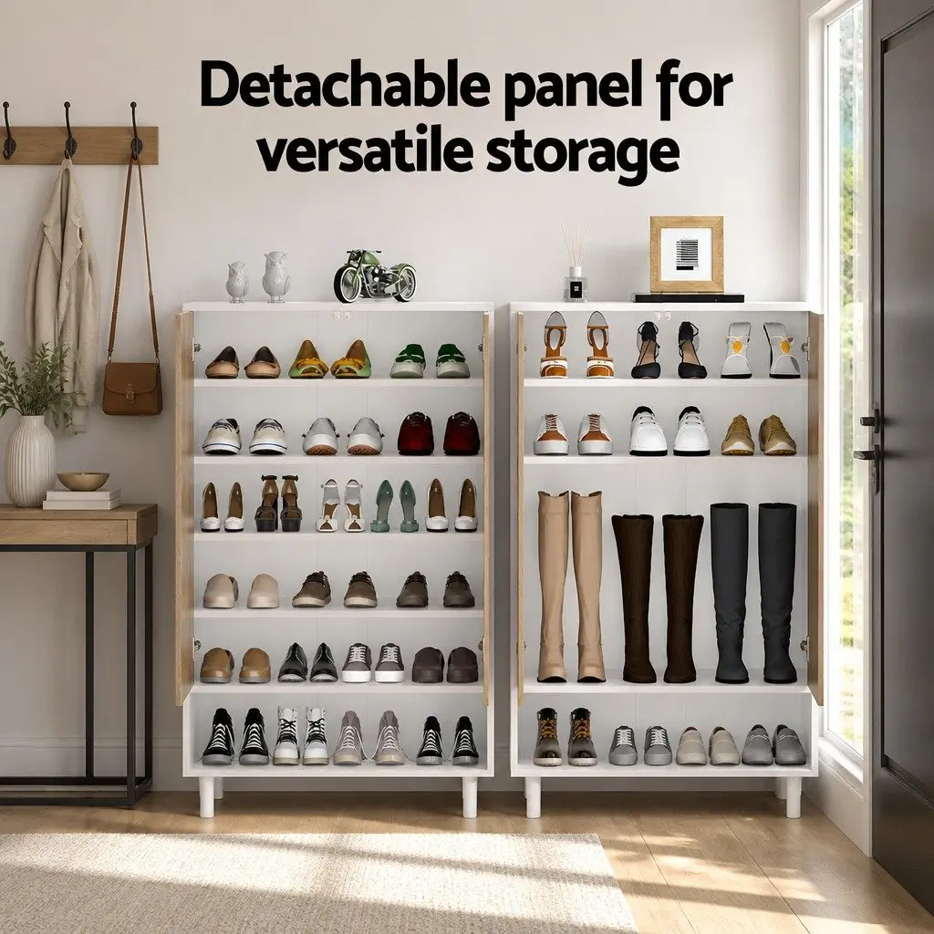 Shoe Rack Cabinet 6-Tier Storage Organizer 24 Pairs White Furniture Shoes