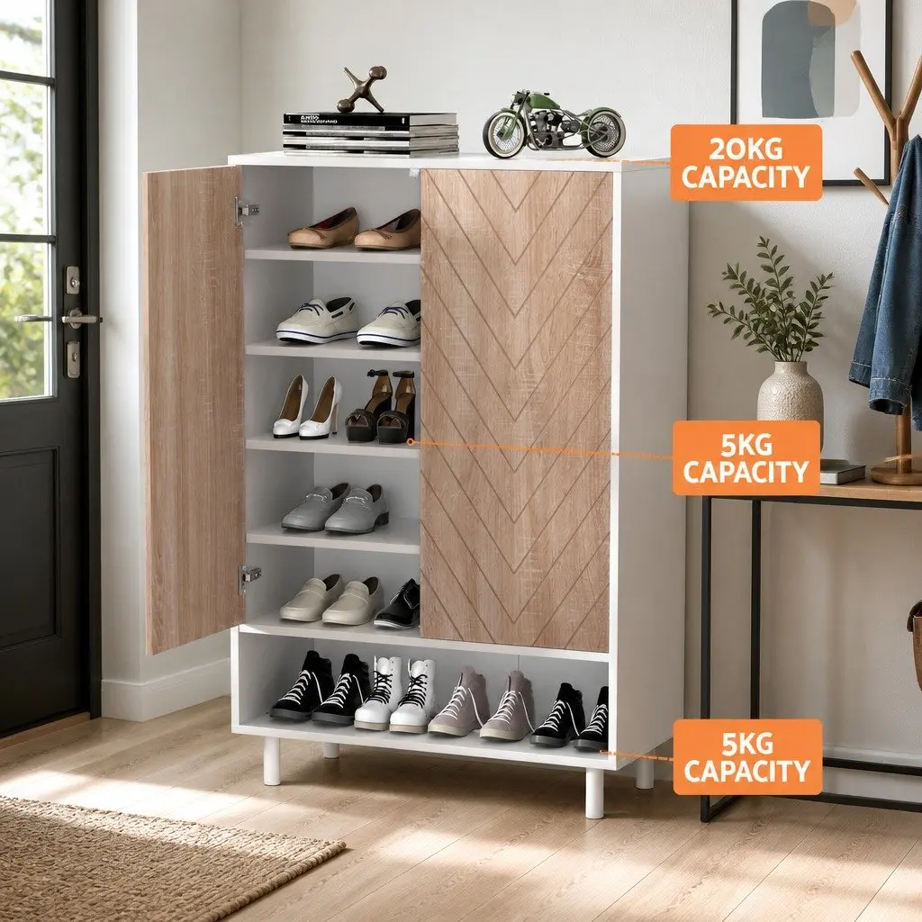 Shoe Rack Cabinet 6-Tier Storage Organizer 24 Pairs White Furniture Shoes