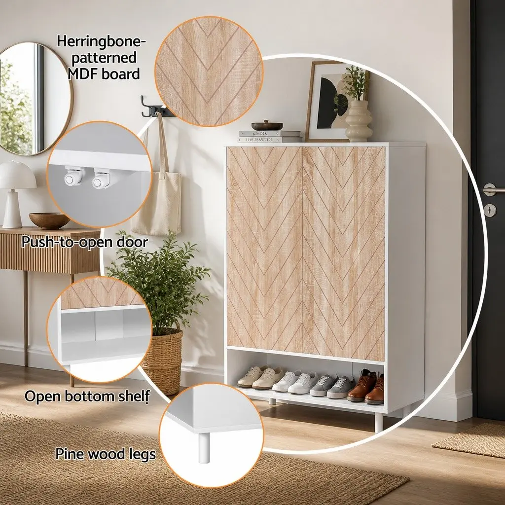 Shoe Rack Cabinet 6-Tier Storage Organizer 24 Pairs White Furniture Shoes