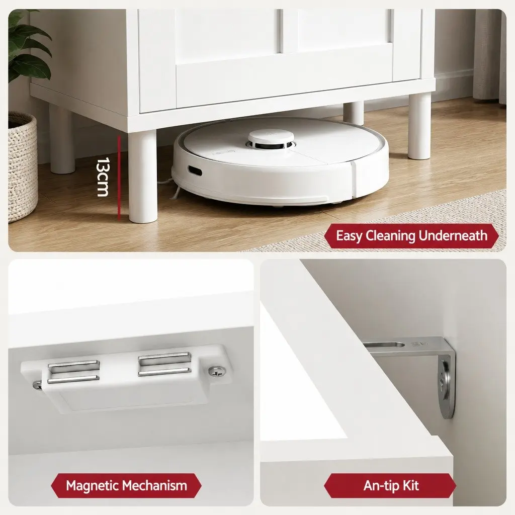 8-Tier Shoe Rack Cabinet E1 Boards White 112cm x 35cm x 100cm Adjustable Shelves