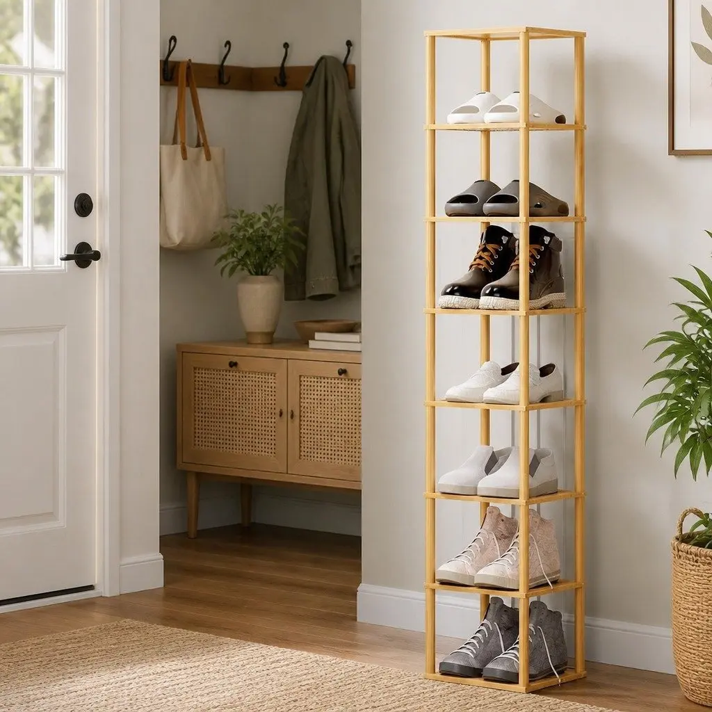 8-Tier Bamboo Shoe Rack for Home Storage