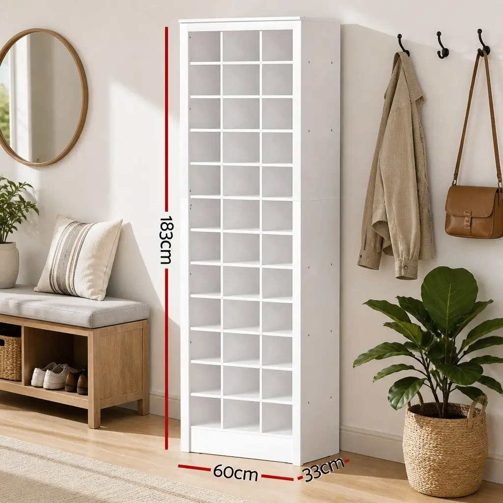 Shoe Rack Particleboard 12-Tier 36 Pairs White