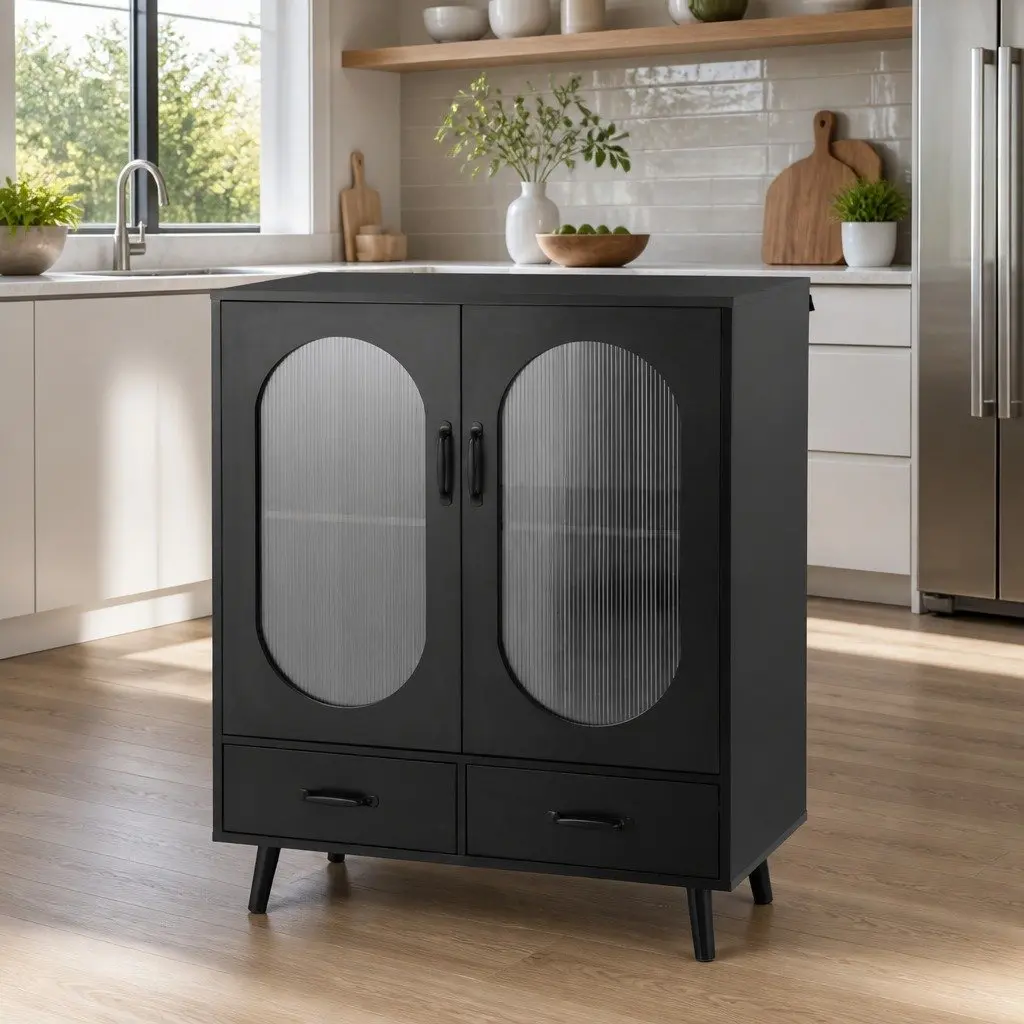 Black Buffet Sideboard Storage Cabinet