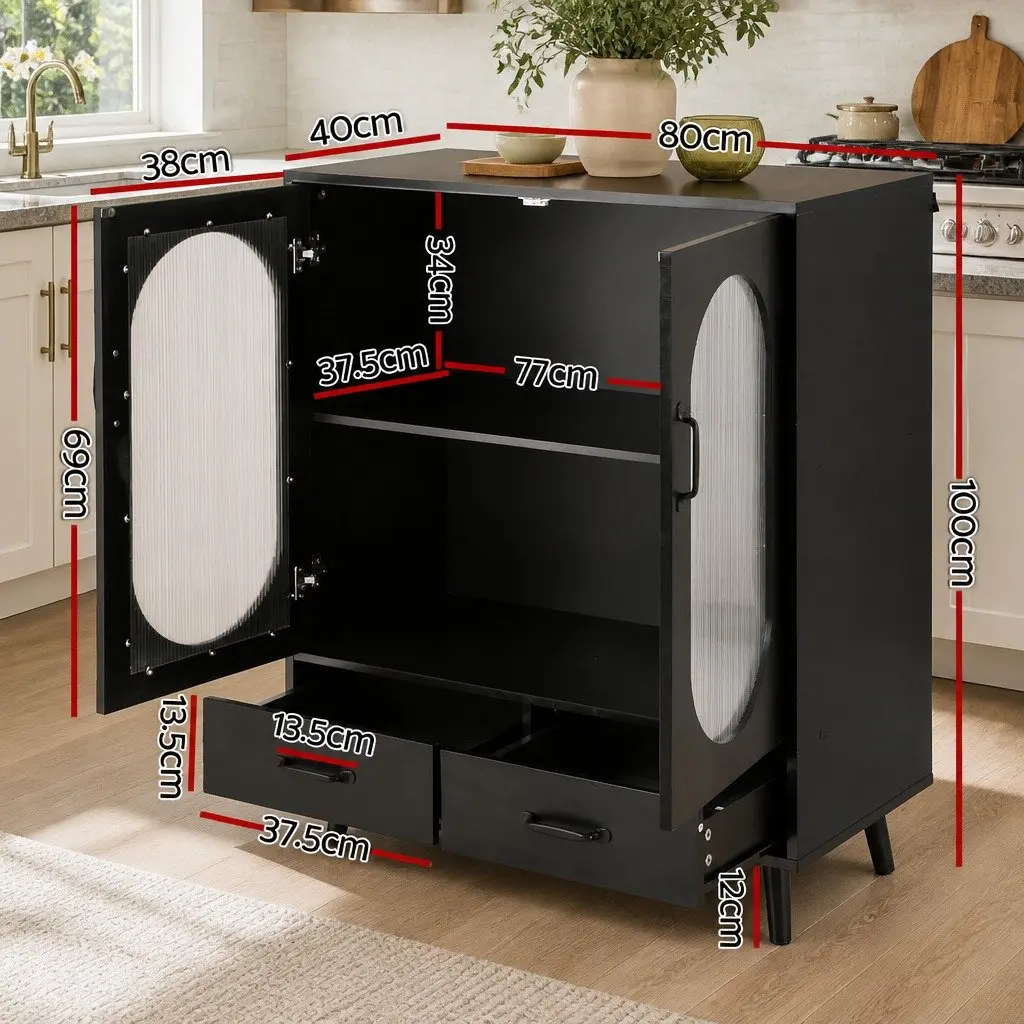 Black Buffet Sideboard Storage Cabinet