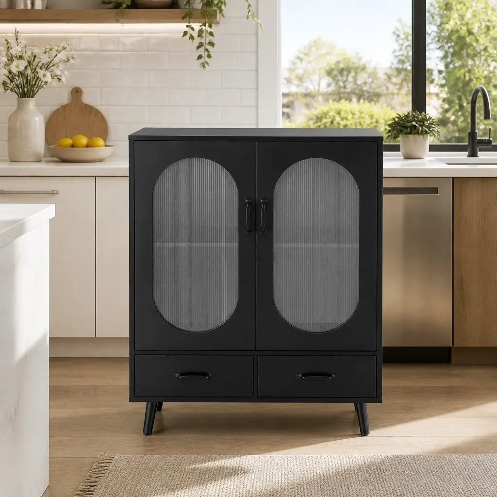 Black Buffet Sideboard Storage Cabinet