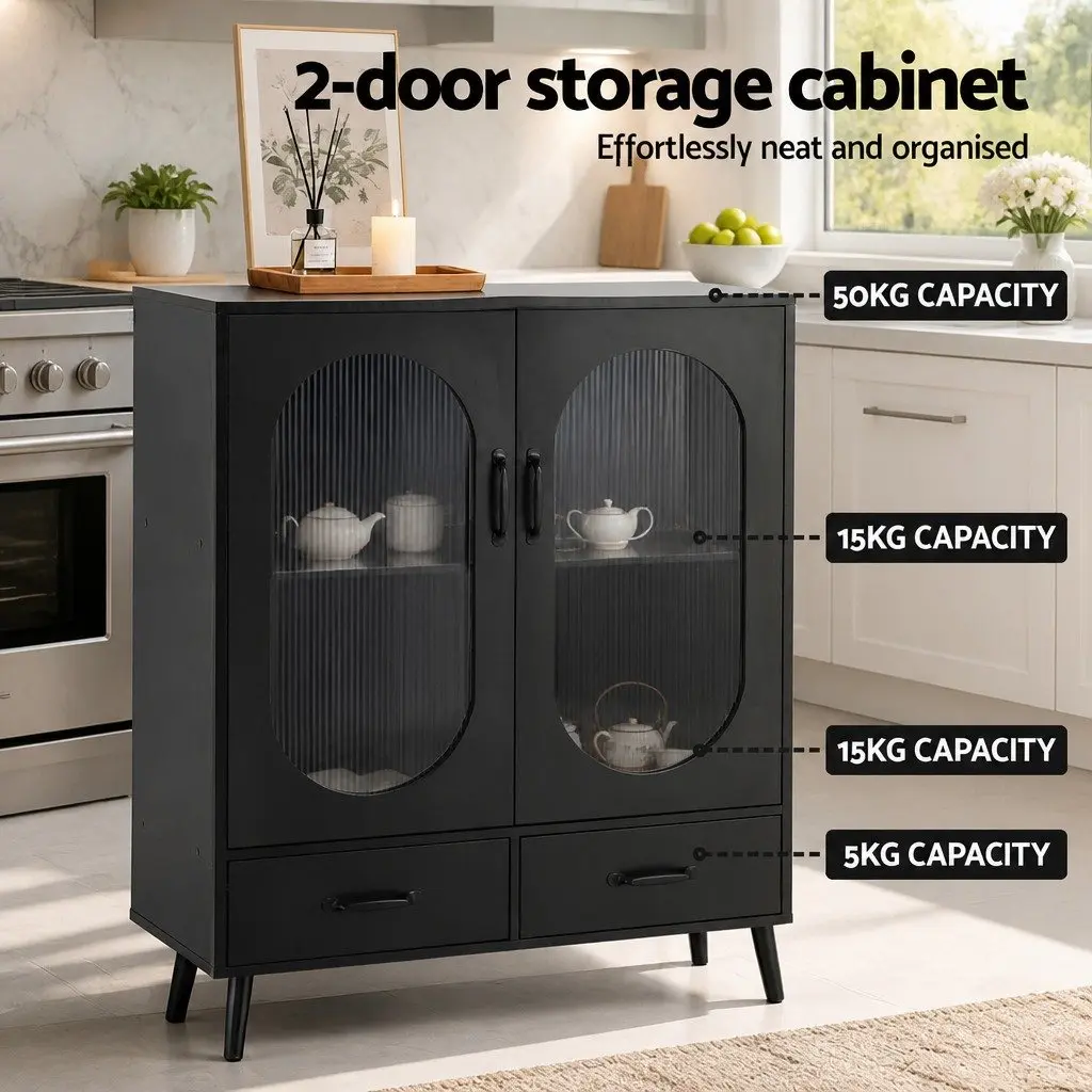 Black Buffet Sideboard Storage Cabinet