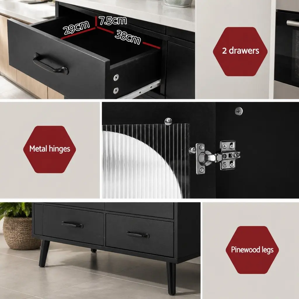 Black Buffet Sideboard Storage Cabinet