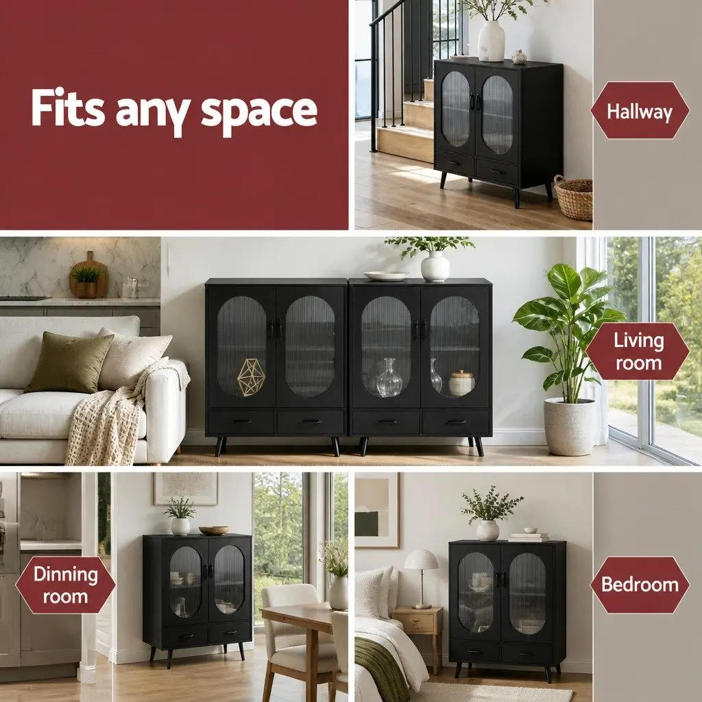 Black Buffet Sideboard Storage Cabinet