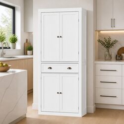 Elegant 6-Tier Buffet Sideboard in White for Storage