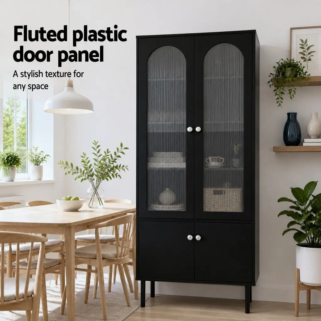 Buffet Sideboard Cabinet Particle Board 5-Tier Storage Black